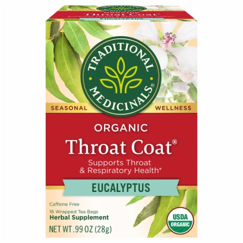 Traditional Medicinals Organic Throat Coat Eucalyptus Tea Perspective: front
