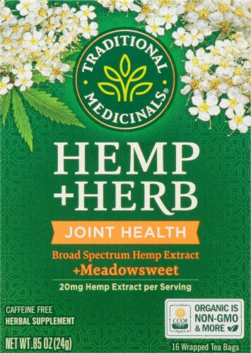Traditional Medicinals Hemp + Meadowsweet Herbel Tea Perspective: front