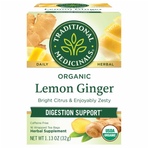 Traditional Medicinals Organic Lemon Ginger Tea Perspective: front