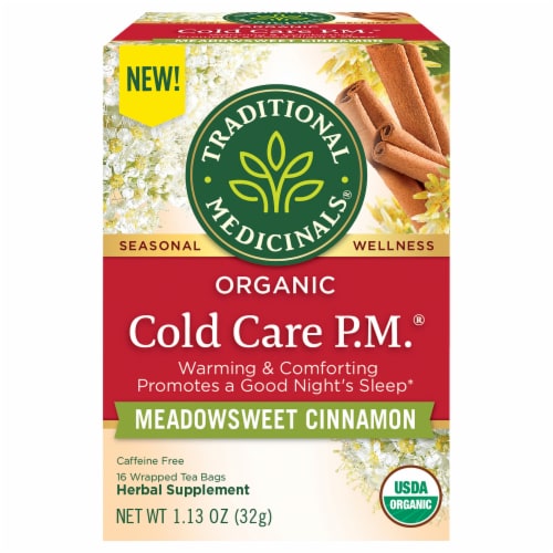 Traditional Medicinals® Meadowsweet Cinnamon Cold Care P.M. Herbal Supplement Perspective: front
