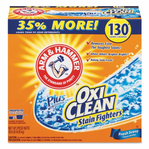 Arm & Hammer Power of OxiClean Powder Detergent Fresh 9.92lb Box 3/Carton 3320000108 Perspective: front