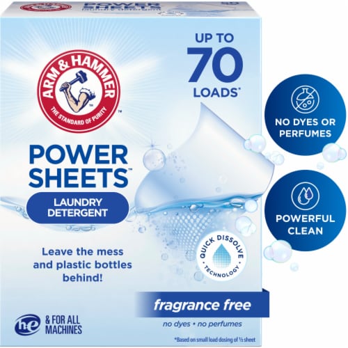 Arm & Hammer™ Fragrance-Free Power Sheets™ Laundry Detergent Perspective: front