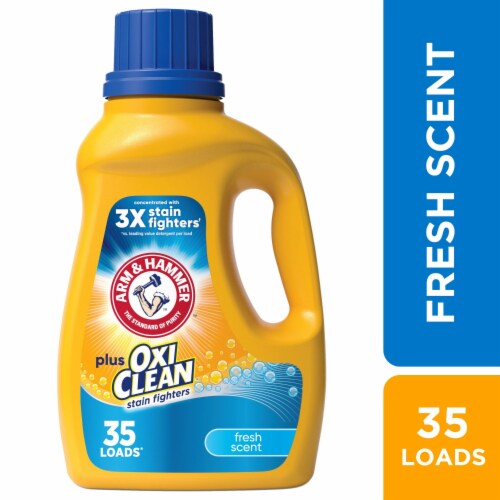 ARM & HAMMER Plus OxiClean Fresh Scent Liquid Laundry Detergent Perspective: front