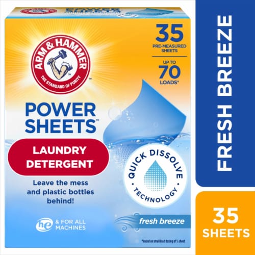 ARM & HAMMER Power Sheets Fresh Breeze Laundry Detergent Sheets Perspective: front