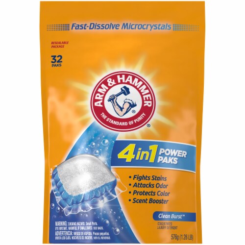 Arm & Hammer 4-in-1 Clean Burst Scent Concentrated Laundry Detergent Power Paks Perspective: front