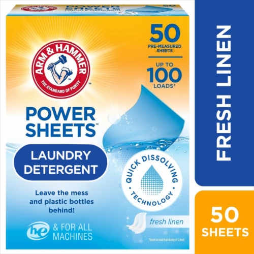 ARM & HAMMER Power Sheets Fresh Linen Laundry Detergent Sheets Perspective: front
