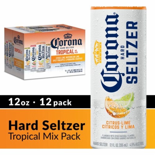 Corona Hard Seltzer Gluten Free Tropical Mix Variety Pack Spiked Sparkling Water Perspective: front
