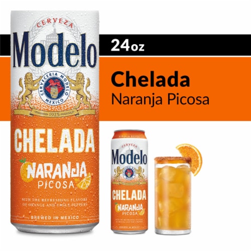 Modelo Chelada Naranja Picosa Mexican Import Flavored Beer Perspective: front