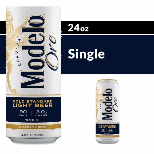 Modelo Oro Mexican Lager Light Beer Perspective: front