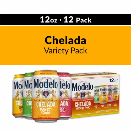 Modelo Chelada Variety Pack Mexican Import Flavored Beer Perspective: front