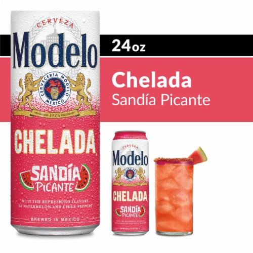 Modelo Chelada Sandia Picante Mexican Import Flavored Beer Perspective: front