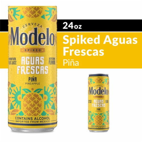 Modelo Spiked Aguas Frescas Pineapple Piña Flavored Malt Beverage 1 Can Perspective: front