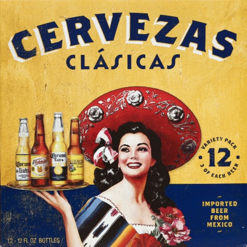 Cervezas Clasicas Variety Pack Import Beer with Corona Extra Corona Familiar Pacifico Victoria Perspective: front