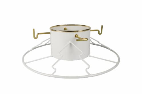 Yard Butler Santa's Helper Tree Stand - White/Gold Perspective: front