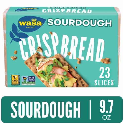 Wasa Sourdough Wholesome Oven-Baked Non-GMO Crispbread Crackers Perspective: front