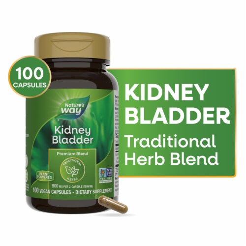 Nature's Way Kidney Bladder Premium Blend Traditional Herbs with Ginger Marshmallow Root Capsules Perspective: front