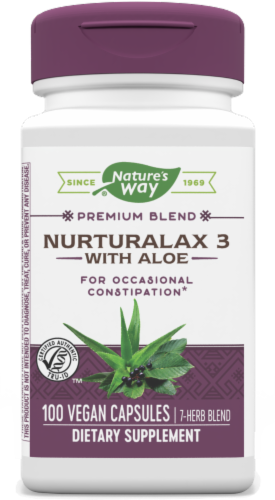 Nature's Way® Naturalax 3 with Aloe Vera Vegan Capsules Perspective: front