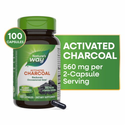 Nature's Way Activated Charcoal Mess Free Capsules 560 Mg Per 2 Capsule Serving Perspective: front