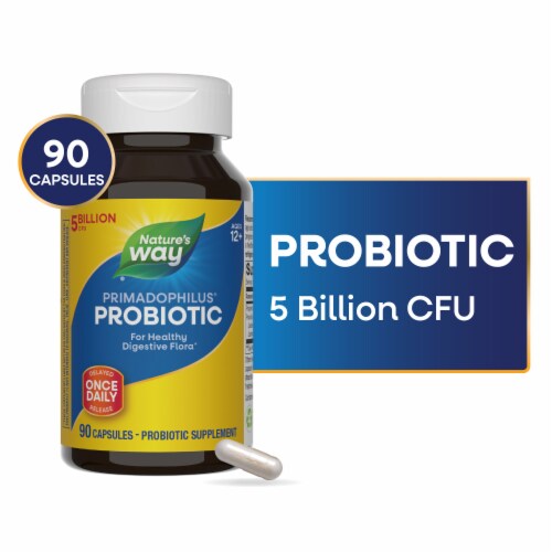 Nature's Way Primadophilus Probiotic for Healthy Digestive Flora Capsules 5 Billion CFU Perspective: front