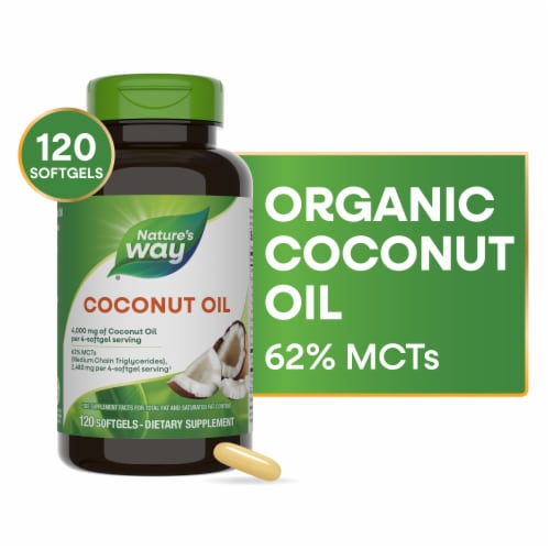 Nature's Way® Pure Extra Virgin Coconut Oil Softgels Perspective: front