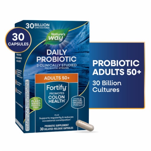 Nature’s Way Fortify 50+ 30 Billion Probiotic Capsules Perspective: front