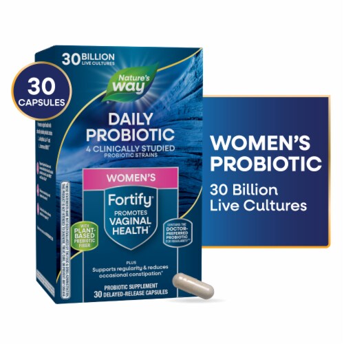 Nature's Way Fortify Daily Probiotic For Women Digestive Health Capsules 30 Billion Live Cultures Perspective: front