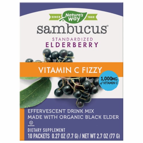 Nature's Way Sambucus® Vitamin C Fizzy Elderberry Dietary Supplement Drink Mix Packets Perspective: front