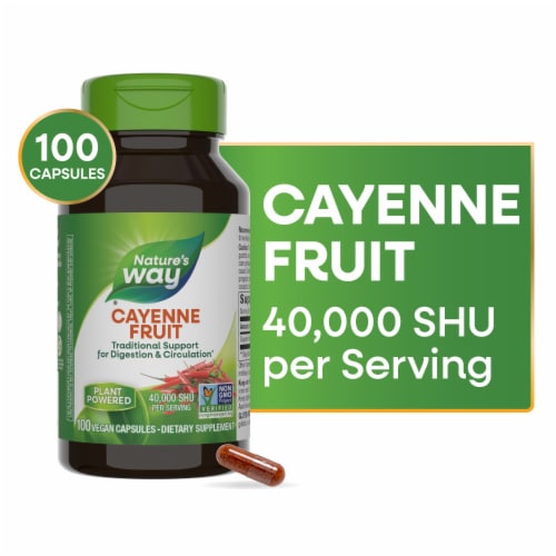 Nature's Way Cayenne Capsules 450 mg Perspective: front