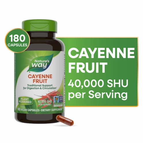 Nature's Way Cayenne Fruit Vegan Capsules 40000 SHU per Serving Perspective: front
