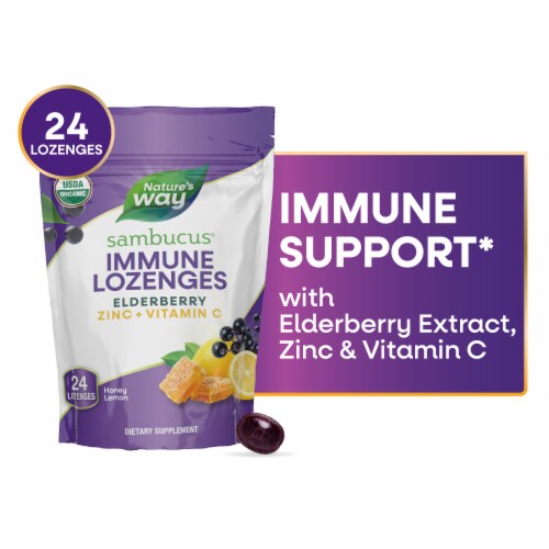 Nature's Way® Sambucus Honey Lemon Lozenges Perspective: front
