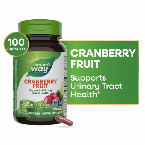 Nature's Way Cranberry Fruit Supports Urinary Tract Health Capsules 930 mg Per 2 Capsule Serving Perspective: front