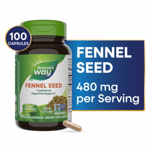 Nature's Way Fennel Seed Capsules 480 mg Perspective: front