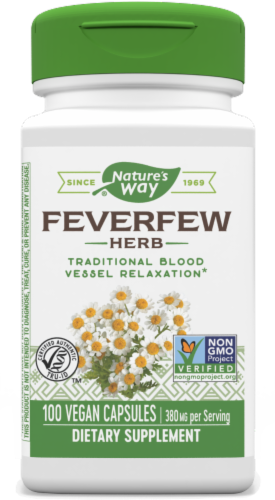 Nature's Way Feverfew Leaves Capsules 380 mg Perspective: front