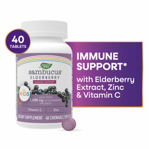 Nature's Way® Kids Sambucus™ Elderberry Immune Support Chewable Tablets Perspective: front