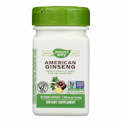 Nature's Way American Ginseng Root Capsules 550mg Perspective: front