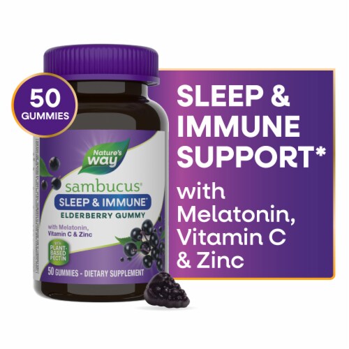 Nature's Way Sambucus Sleep and Immune Elderberry With Melatonin Vitamin C  Zinc L theanine Gummies, 50 ct - Harris Teeter