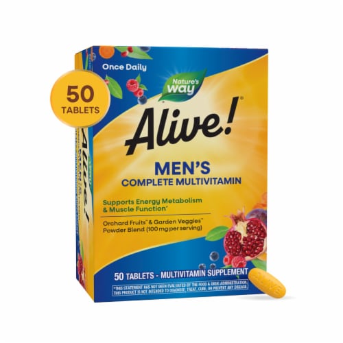 Nature's Way® Alive!® Men's Energy Complete Multi-Vitamin Tablets Perspective: front