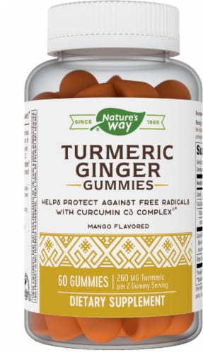 Nature's Way Mango Flavored Turmeric Ginger Gummies Perspective: front