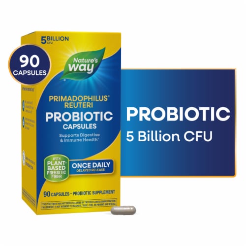 Nature's Way Primadophilus Reuteri Probiotic Digestive Health Capsules 5 Billion Live Cultures Perspective: front