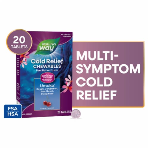 Nature's Way® Umcka® Cold Care Cherry Flavor Chewable Tablets Perspective: front