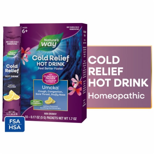 Nature's Way Umcka Cold Care Lemon Flavor Soothing Hot Drink Packets Perspective: front