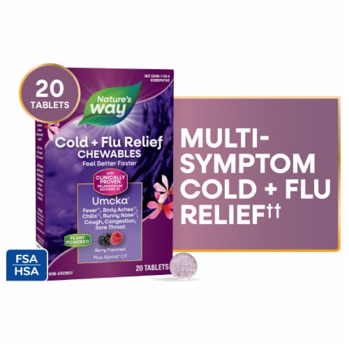 Nature's Way® Umcka® Cold & Flu Berry Flavor Chewable Tablets Perspective: front
