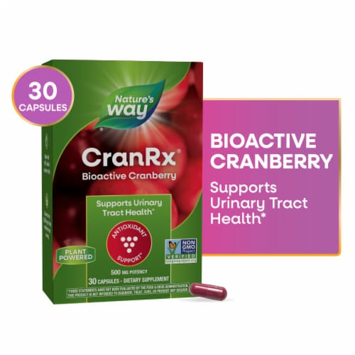 Nature's Way CranRx Bioactive Cranberry Urinary Tract Health Vcaps 30 Count Perspective: front