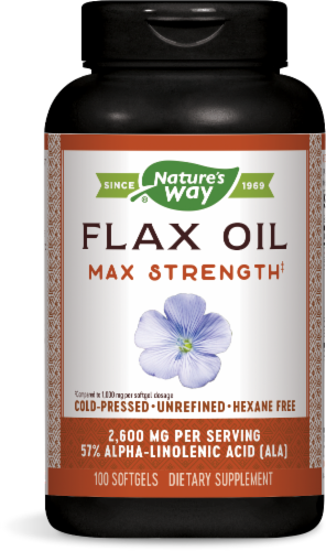 Nature's Way EFA Flax Oil High Potency Softgels 1300 mg Perspective: front