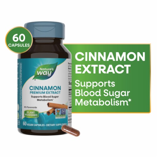 Nature’s Way Cinnamon Premium Extract With Cinnamon Bark Extract 8% Flavonoids Capsules Perspective: front