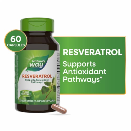 Nature's Way® Premium Blend Resveratrol Vegan Capsules Perspective: front