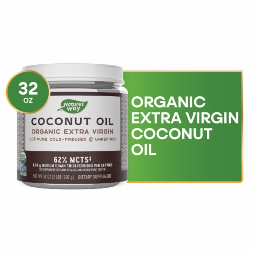 Nature's Way Organic Extra Virgin Coconut Pure and Unrefined Cold Pressed USDA Organic Oil Perspective: front