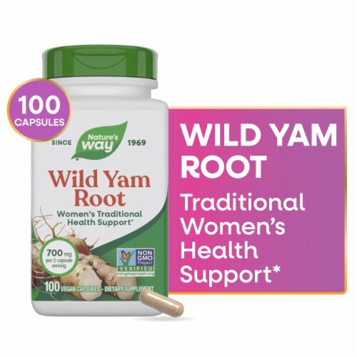 Nature's Way Wild Yam Root Traditional Women's Health Support 700 mg Per 2 Capsule Serving Perspective: front