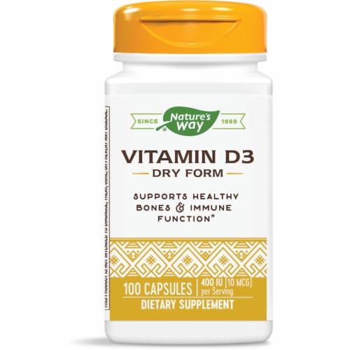 Nature's Way Dry Form Vitamin D3 400 IU Perspective: front
