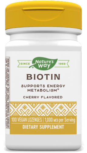 Nature's Way® Biotin 1000 mcg Once Daily Energy Release Lozenges Perspective: front